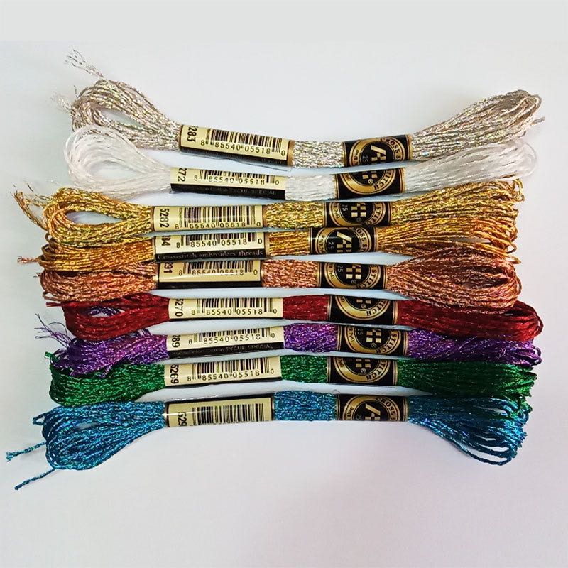 DIY Metallic Thread Colorful Metallic Yarn 8M 12s for DIY Hand Embroidery